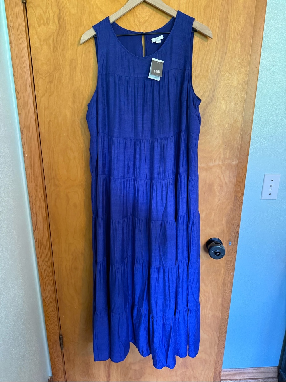 NWT J. Jill Royal Purple Saguaro Tiered Maxi Dress Size L Sundress